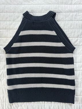 Old Navy Navy and White Striped Knit Halter Top
